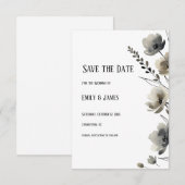 Beige Neutral Floral Wedding セーブザデート (正面/裏面)
