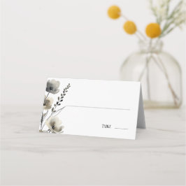 Beige Neutral Floral Wedding プレイスカード