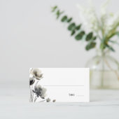 Beige Neutral Floral Wedding プレイスカード (スタンド正面)