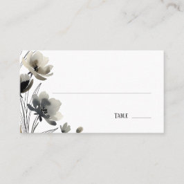 Beige Neutral Floral Wedding プレイスカード