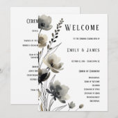 Beige Neutral Floral Wedding プログラム (正面/裏面)