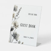 Beige Neutral Floral Wedding 台座サイン (正面)