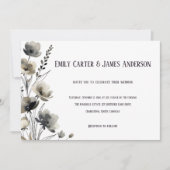 Beige Neutral Floral Wedding 招待状 (正面)