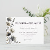 Beige Neutral Floral Wedding 招待状 (スタンド正面)