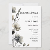 Beige Neutral Floral Wedding 招待状 (正面)