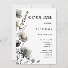 Beige Neutral Floral Wedding 招待状