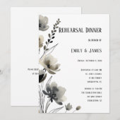 Beige Neutral Floral Wedding 招待状 (正面/裏面)