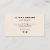 Beige Neutral Hair Stylist Modern Typography 名刺 (裏面)