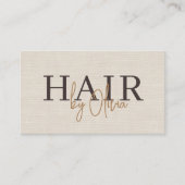 Beige Neutral Linen QR Code Hair Stylist  名刺 (正面)