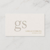 Beige Neutral Monogram QR Code Professional 名刺 (正面)