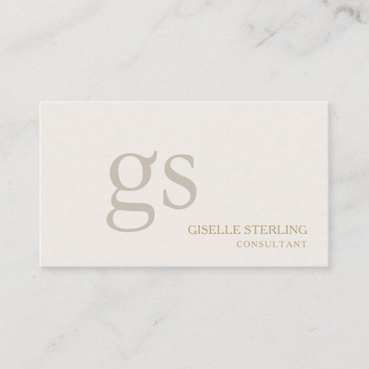 Beige Neutral Monogram QR Code Professional 名刺 (正面)