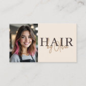 Beige Neutral Photo QR Code Hair Stylist  名刺 (正面)