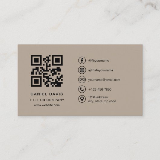Beige Neutral Professional Company Logo QR Code  名刺 (正面)