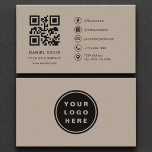 Beige Neutral Professional Company Logo QR Code  名刺<br><div class="desc">Make a refined impression with this beige neutral professional business card, designed with space for your company logo and a built-in QR code. The warm, neutral beige palette creates an elegant, versatile look suitable for any industry, from consulting and finance to design and wellness. The clean layout highlights your brand...</div>