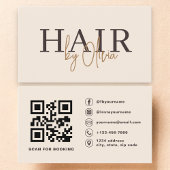 Beige Neutral QR Code Hair Stylist Modern 名刺