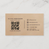 Beige Neutral Suede QR Code Hair Stylist  名刺 (裏面)