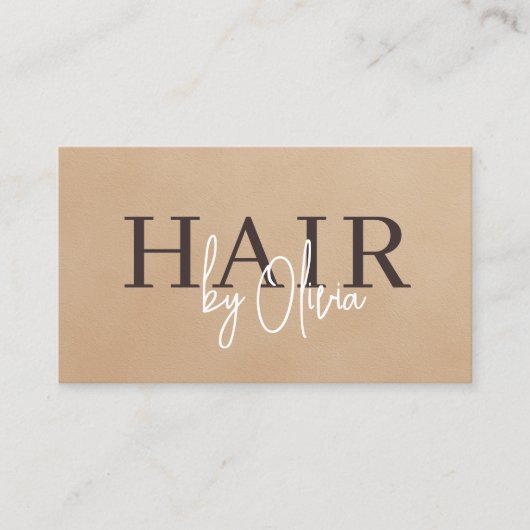 Beige Neutral Suede QR Code Hair Stylist  名刺 (正面)