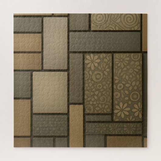 Beige Neutral Tile Mosaic Pattern ジグソーパズル (縦)