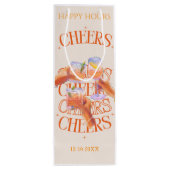 Beige & Orange Retro Typography Cheers Cocktail  ワインギフトバッグ (裏面)