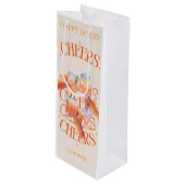 Beige & Orange Retro Typography Cheers Cocktail  ワインギフトバッグ (正面アングル)