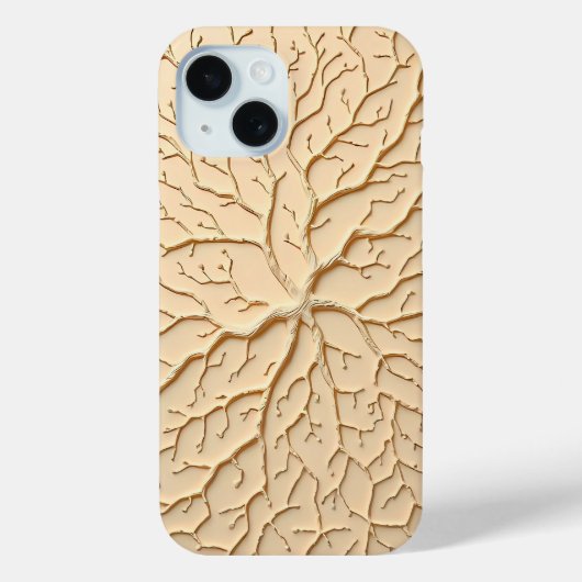 Beige Organic Embossed Branch iPhone Case Case-Mate iPhoneケース (裏面)