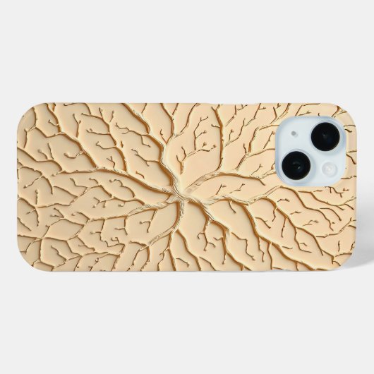 Beige Organic Embossed Branch iPhone Case Case-Mate iPhoneケース (裏面 (横))