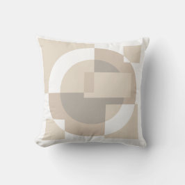 Beige Overlapping Shapes Minimalist Pillow クッション
