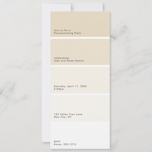 Beige Paint Chip Housewarming Party Invitation (正面)