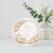 Beige Palette Tea Party Bridal Shower 招待状 (スタンド正面)