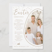 Beige Partly Cropped Egg Photo And Bunny Easter カード (正面)