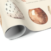 Beige Pastel Easter Eggs Family Name ラッピングペーパー (ロールコーナー)