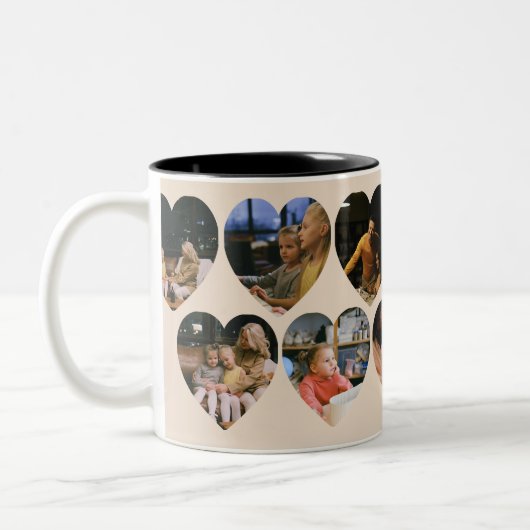 Beige Photo Collage Mug with Heart Frames ツートーンマグカップ (左)