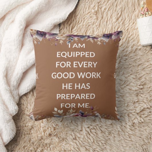 Beige pillow with a simple religious quote クッション (ブランケット)