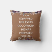 Beige pillow with a simple religious quote クッション (正面)