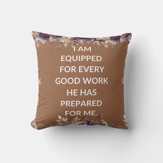 Beige pillow with a simple religious quote クッション (正面)