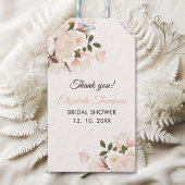 Beige Pink Floral Pattern Bridal Shower ギフトタグ