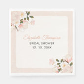 Beige Pink Floral Pattern Bridal Shower スタンダードランチョンナプキン (正面)