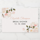 Beige Pink Floral Pattern Bridal Shower スパークリングワインラベル (シングルラベル)