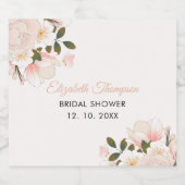 Beige Pink Floral Pattern Bridal Shower スパークリングワインラベル (シングルラベル)