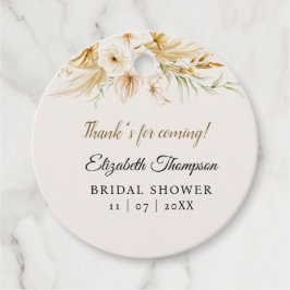 Beige Pink Floral Pattern Bridal Shower フェイバータグ