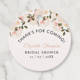 Beige Pink Floral Pattern Bridal Shower フェイバータグ