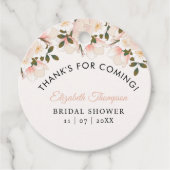 Beige Pink Floral Pattern Bridal Shower フェイバータグ (正面)