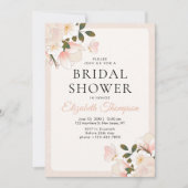 Beige Pink Floral Pattern Bridal Shower 招待状 (正面)