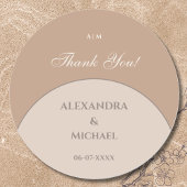 Beige Pink Monogram Japandi's 結婚 Thank You ラウンドシール