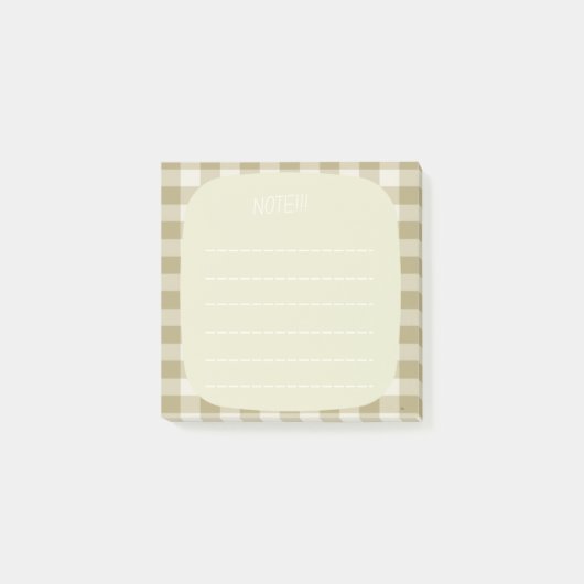 Beige Plaid Note Design ポストイット (正面)