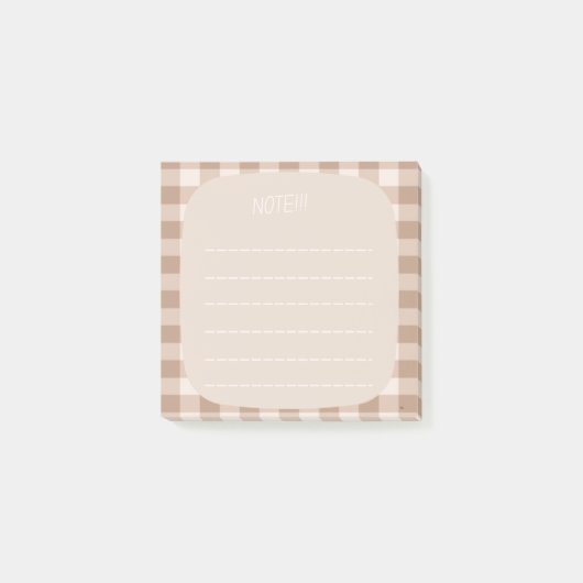 Beige Plaid Note Design ポストイット (正面)