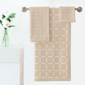  Beige Plaid Pattern Towel バスタオルセット