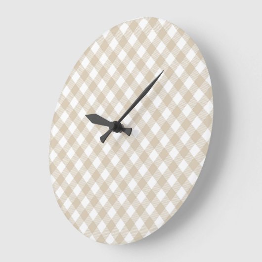  Beige Plaid Pattern Wall clock ラージ壁時計 (傾斜)