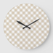  Beige Plaid Pattern Wall clock ラージ壁時計 (正面)