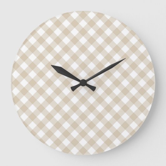  Beige Plaid Pattern Wall clock ラージ壁時計 (正面)